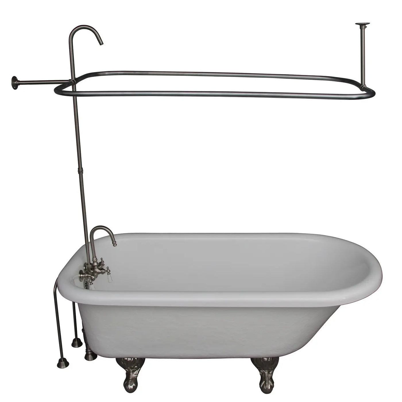 Barclay TKATR60-WBN1 Andover 60″ Acrylic Roll Top Tub Kit in White – Brushed Nickel Accessories