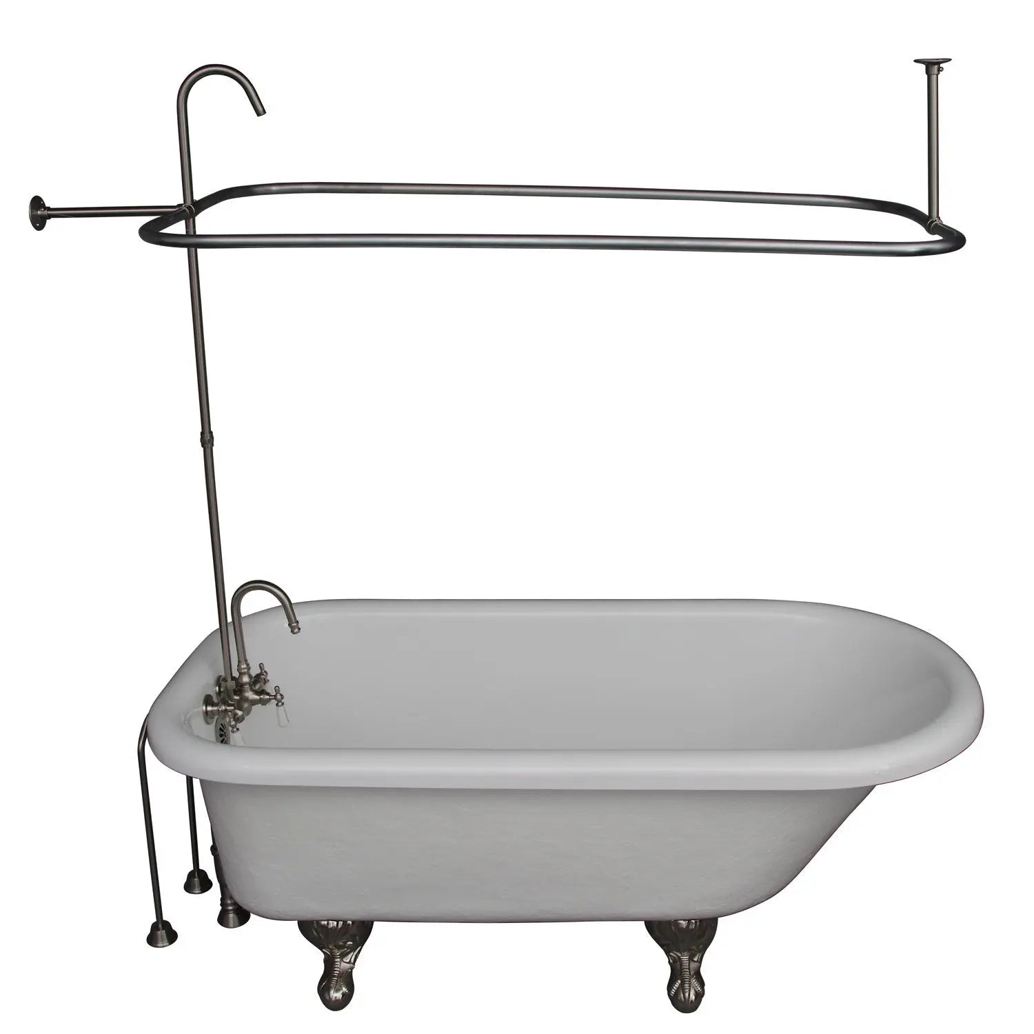 Barclay TKATR60-WBN1 Andover 60″ Acrylic Roll Top Tub Kit in White – Brushed Nickel Accessories