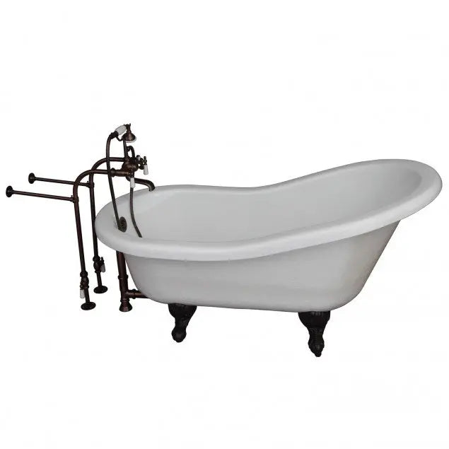 Barclay TKATS67-WORB1 Imogene 67″ Acrylic Slipper Tub Kit in White – Oil Rubbed Bronze