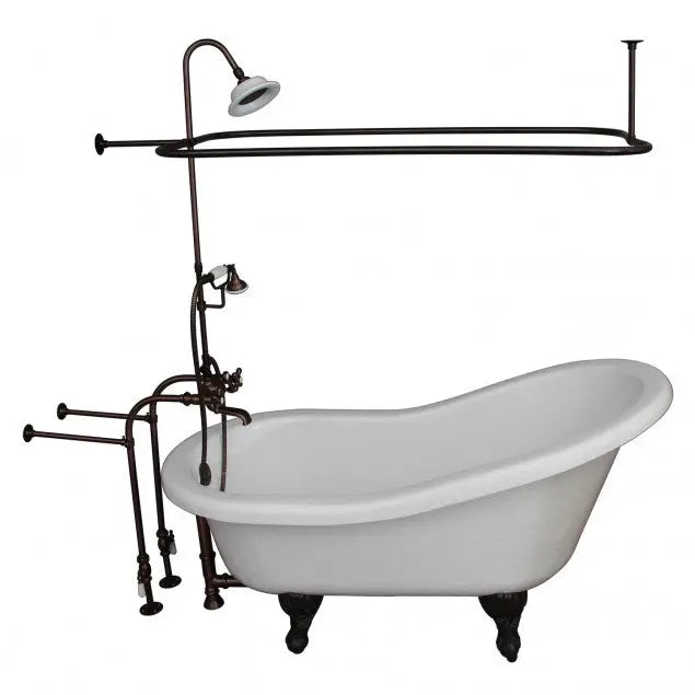 Barclay TKATS67-WORB4 Imogene 67″ Acrylic Slipper Tub Kit in White – Oil Rubbed Bronze