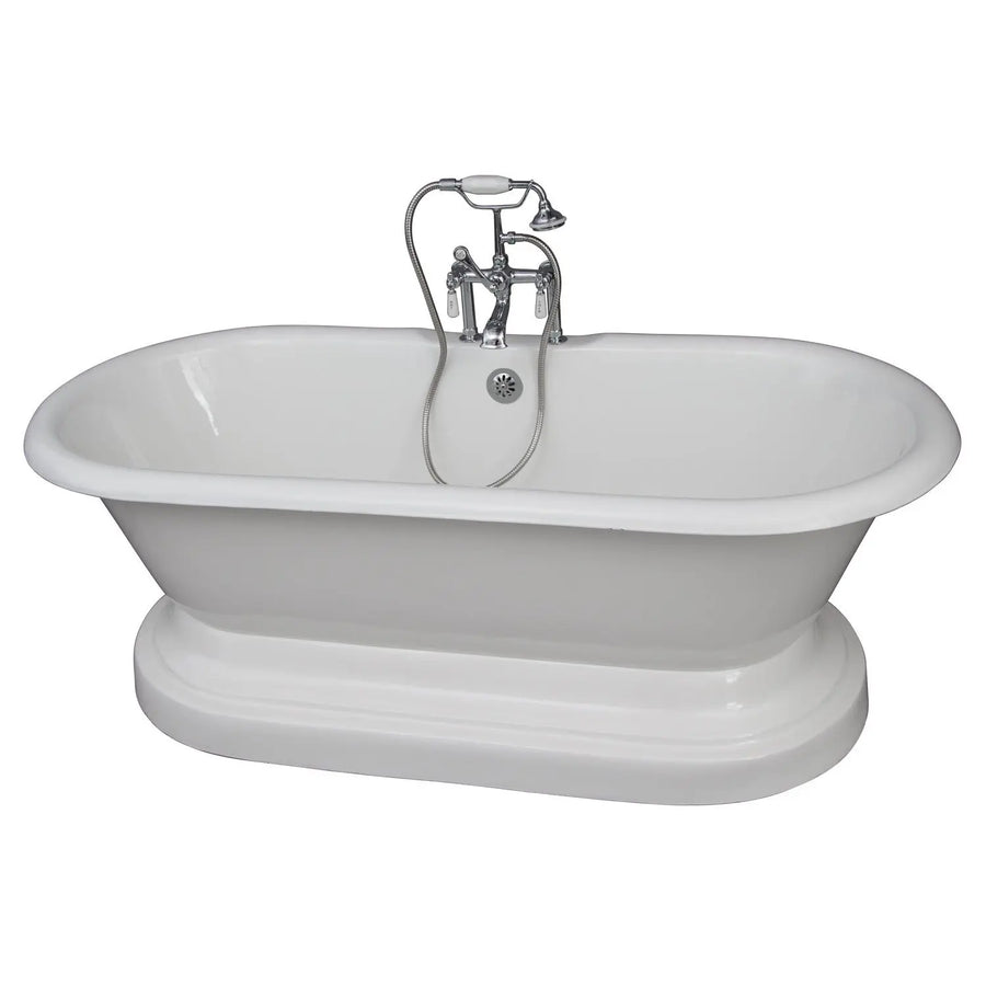 Barclay TKCTDRHB-CP1 Duet 67″ Cast Iron Double Roll Top Tub Kit with Polished Chrome Accessories