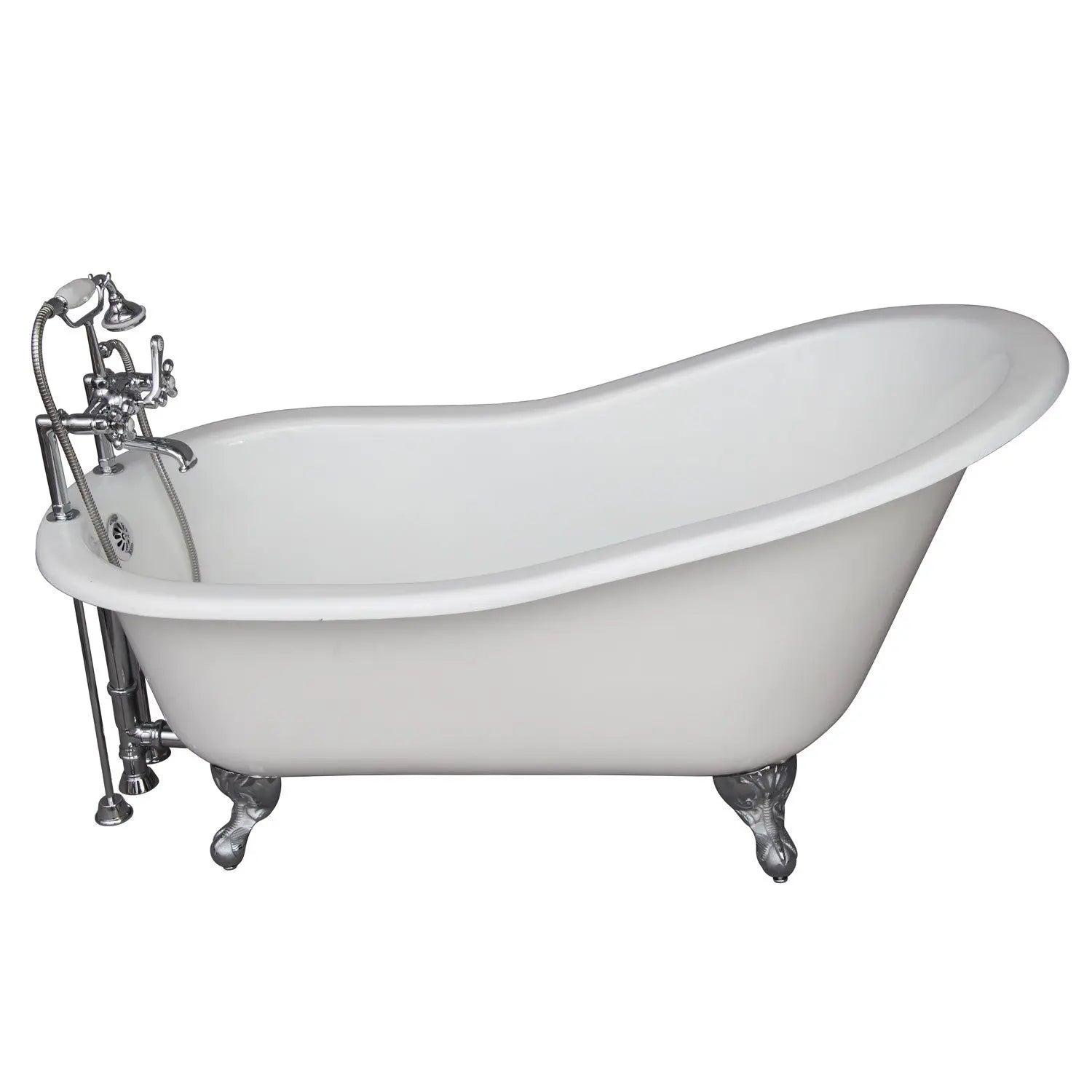 Barclay TKCTSH60-CP2 Griffin 61″ Cast Iron Slipper Premium Tub Kit with Polished Chrome Accessories