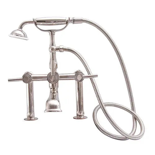 Polished Nickel - Barclay Vintage English Telephone Style Clawfoot Tub Filler with Handheld Shower – Lever Handles Barclay Products
