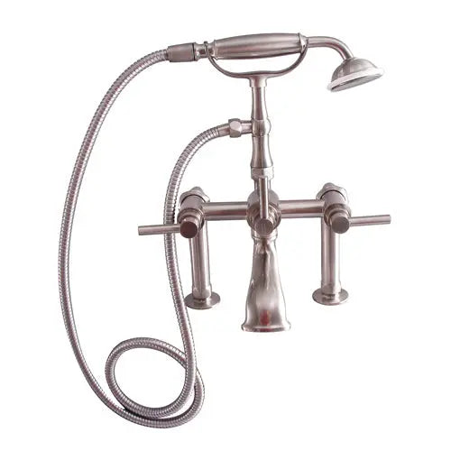 Brushed Nickel Finish Clawfoot Tub Filler with Lever Handles
