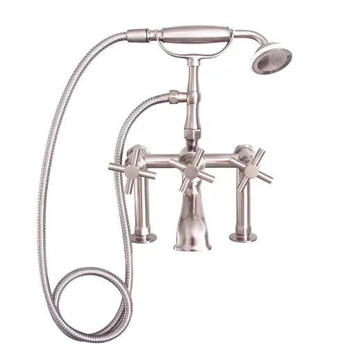 Brushed Nickel Finish Clawfoot Tub Filler with Cross Handles