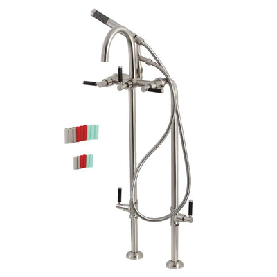 Kingston Brass CCK810XDKL-P Freestanding Tub Faucet With Supply Line And Stop Valve