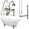 Cambridge Plumbing ADES-463D-6-PKG-BN-7DH Acrylic Double Ended Clawfoot Bathtub 68" X 28" no Faucet Drillings Complete