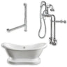 Cambridge Plumbing ADES-PED-398684-PKG-CP-NH Acrylic Double Ended Pedestal Slipper Tub 68" X 28" No Faucet Drillings
