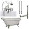 Cambridge Plumbing AST61-463D-2-PKG Acrylic Slipper Bathtub 61" X 28" with 7" Deck Mount Faucet Drillings and Complete