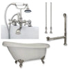 Cambridge Plumbing AST61-463D-2-PKG Acrylic Slipper Bathtub 61" X 28" with 7" Deck Mount Faucet Drillings and Complete Plumbing Package