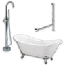 Cambridge Plumbing Acrylic Double Ended Clawfoot Bathtub 68" X 28" with no Faucet Drillings and Complete Polished Chromel
