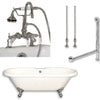 Cambridge Plumbing Acrylic Double Ended Clawfoot Bathtub 70" X 30" with 7" Deck Mount Faucet Drillings and Complete Plumbing Package
