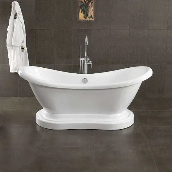 Cambridge Plumbing Acrylic Double Ended Pedestal Slipper Bathtub 68" X 28" Cambridge Plumbing