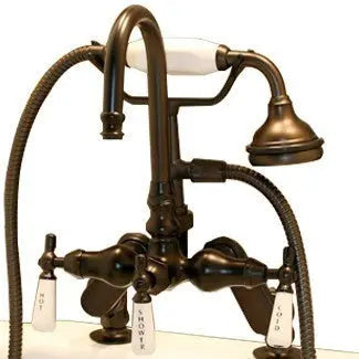 Cambridge Plumbing Clawfoot Tub Deck Mount Porcelain Lever English Telephone Brass Faucet with Hand Held Shower