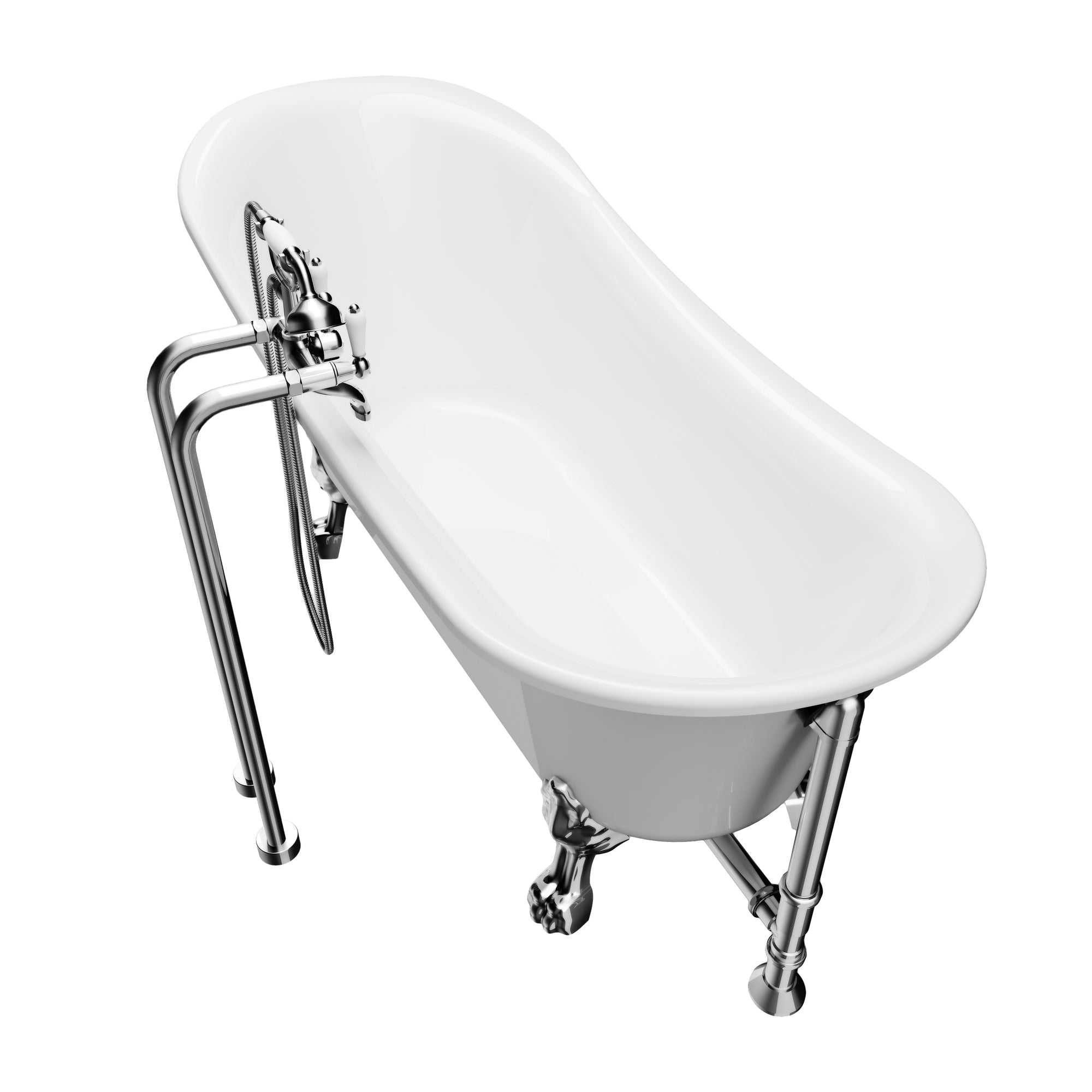 A & E Bath and Shower Dorya Acrylic 69" Premium All-in-One Clawfoot Freestanding Tub Kit