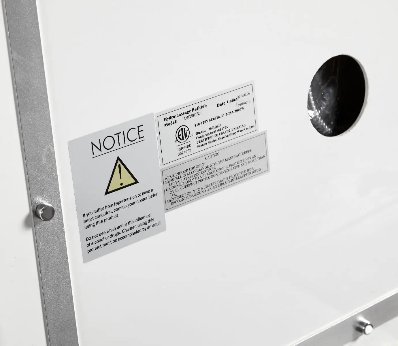 EAGO AM128ETL 6 ft Acrylic White Whirlpool Bathtub With Fixtures Alfi Trade Inc