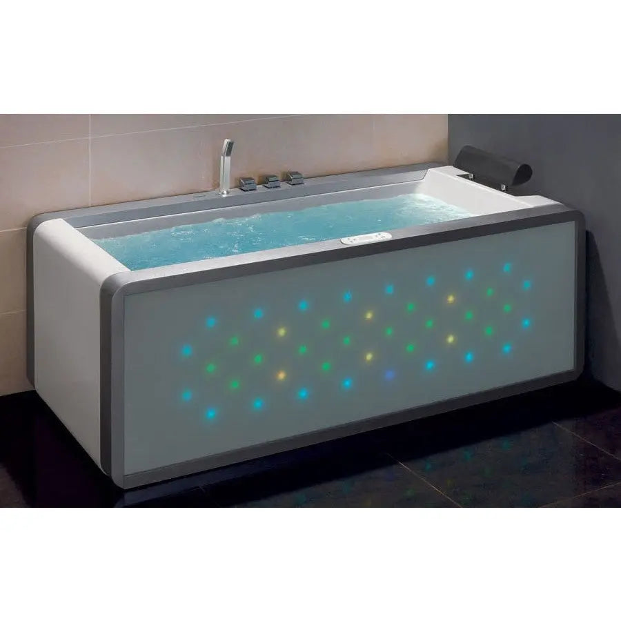 EAGO AM151ETL-L Left Drain 71" Colorful Light Up Modern Acrylic Whirlpool Bathtub