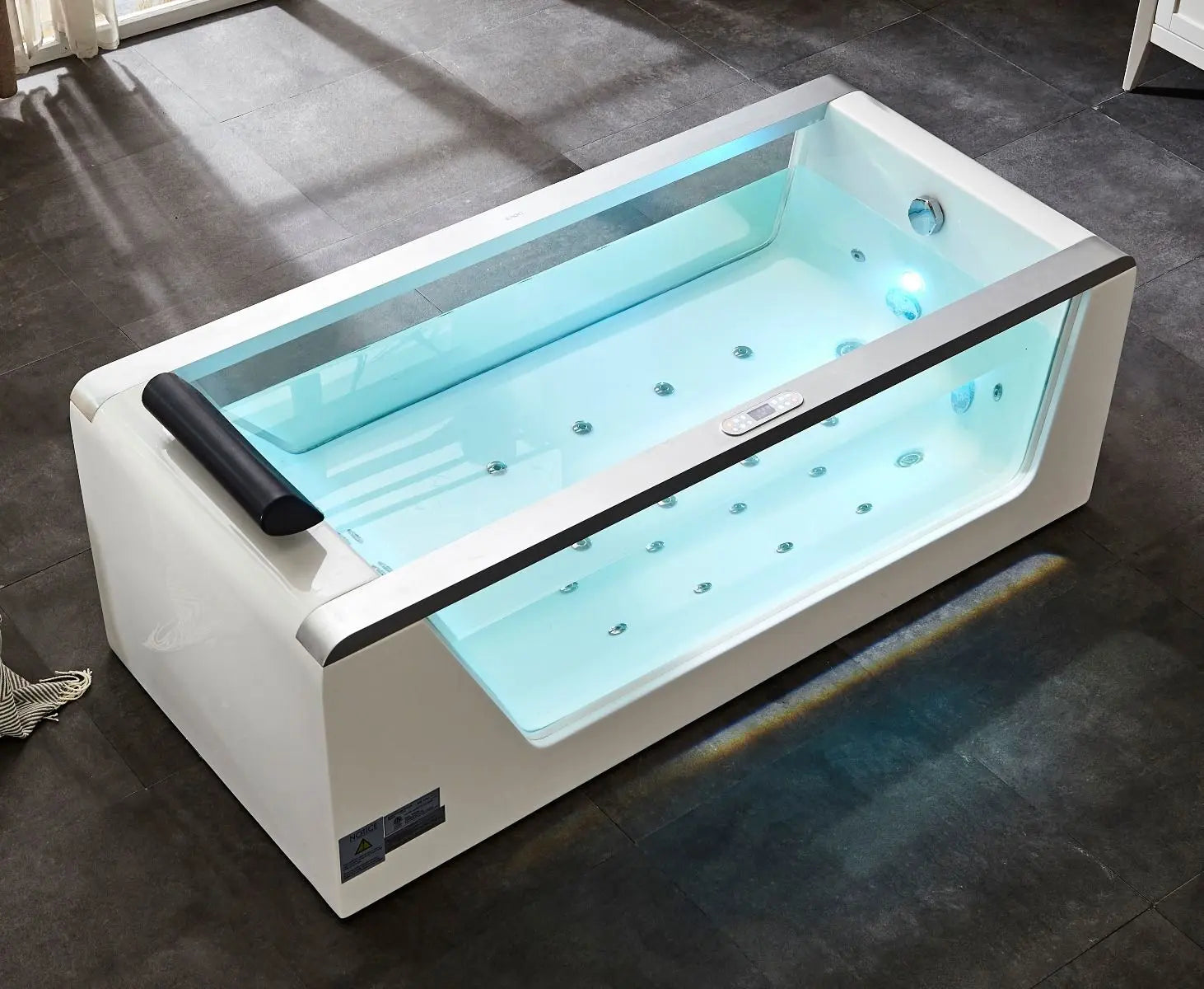 EAGO AM152ETL-5 5 ft Clear Rectangular Acrylic Freestanding Whirlpool Bathtub