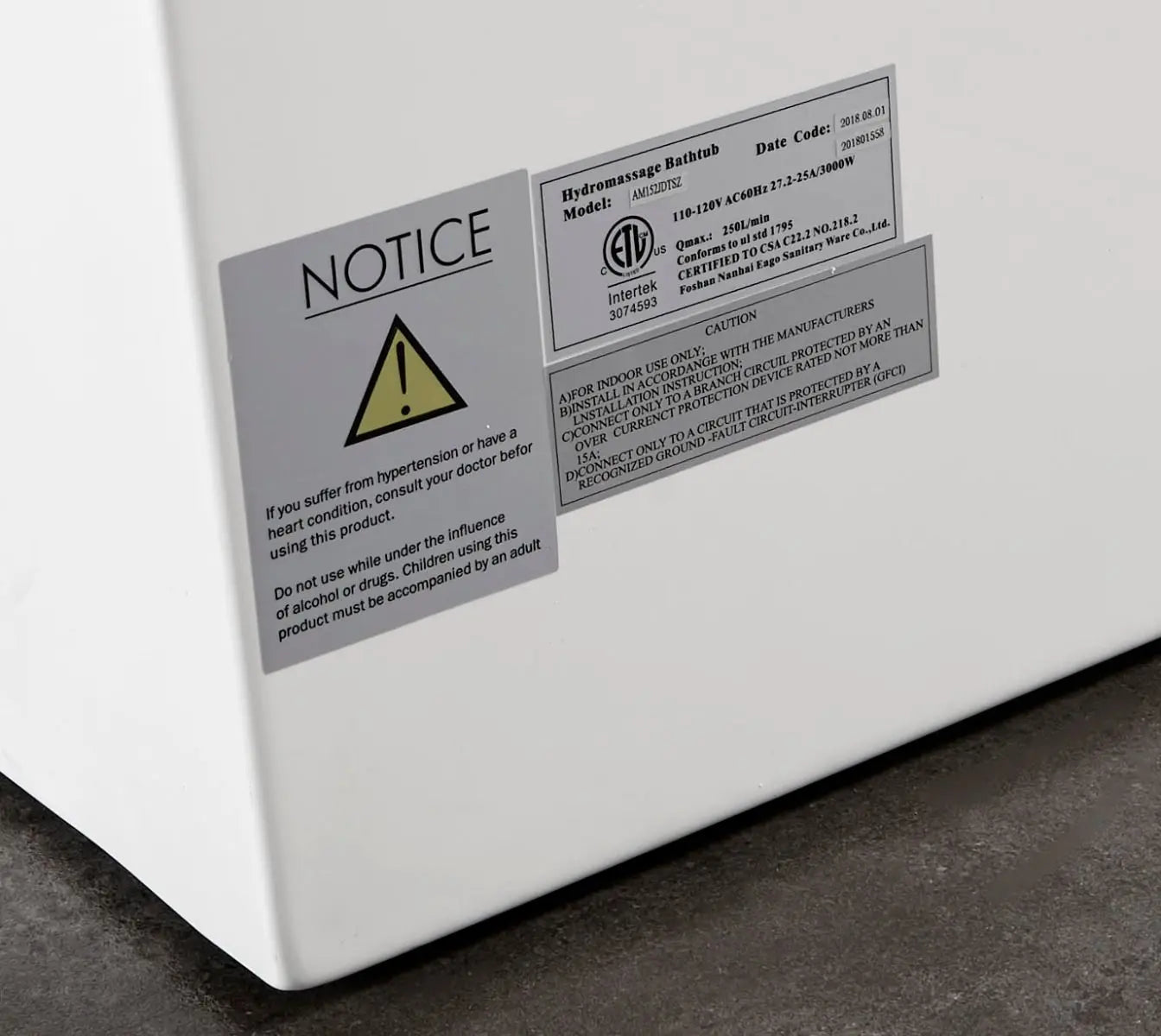 EAGO AM152ETL-5 5 ft Clear Rectangular Acrylic Whirlpool Bathtub Alfi Trade Inc