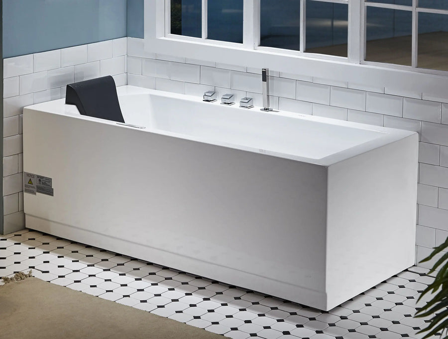 EAGO AM154ETL-R5 5 ft Acrylic White Rectangular Whirlpool Bathtub w Fixtures Alfi Trade Inc
