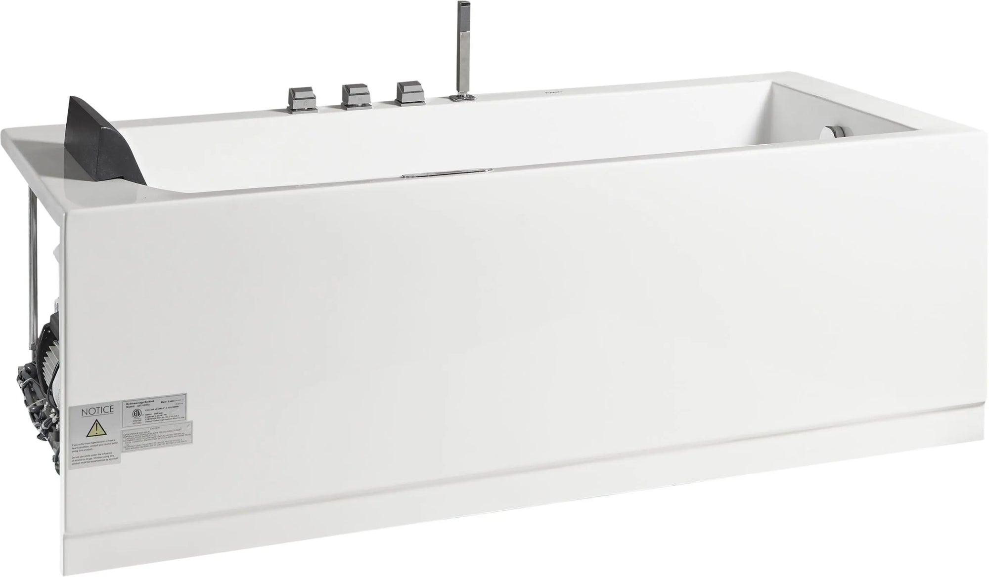 EAGO AM154ETL-R5 5 ft Acrylic White Rectangular Whirlpool Bathtub w Fixtures Alfi Trade Inc