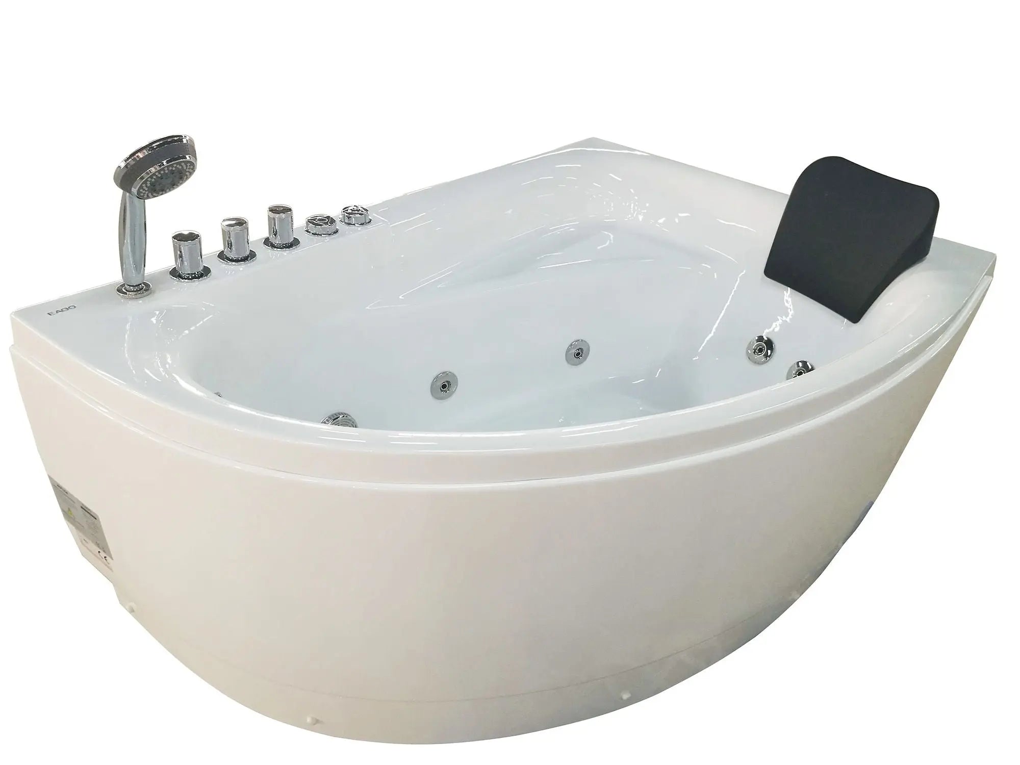 EAGO AM161-L 59" Single Person Corner White Acrylic Whirlpool Bathtub Alfi Trade Inc