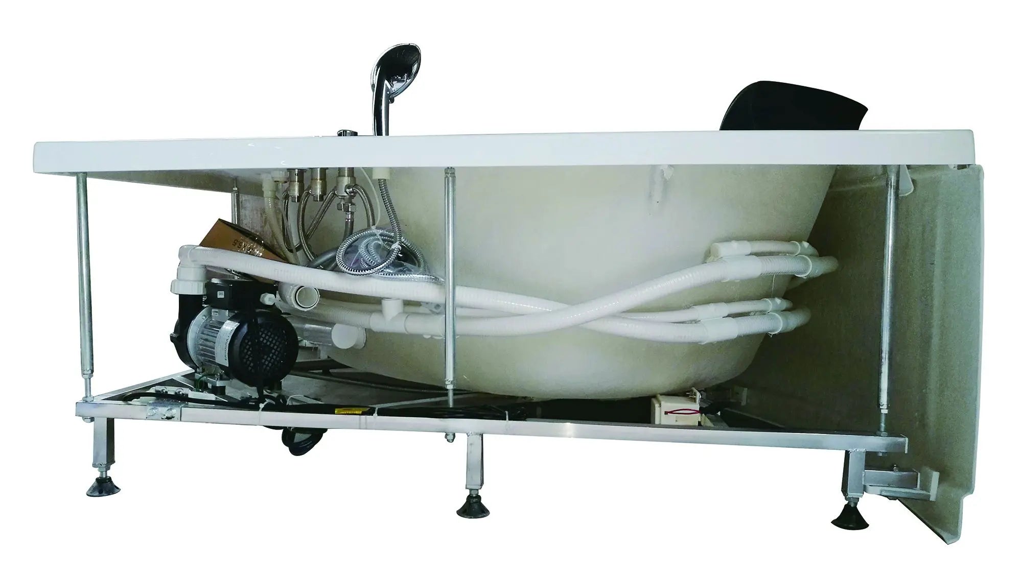 EAGO AM200 5' Rounded Modern Double Seat Corner Whirlpool Bath Tub with Fixtures