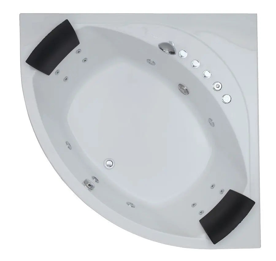 EAGO AM200 5' Rounded Modern Double Seat Corner Whirlpool Bath Tub with Fixtures