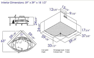 EAGO AM200 5' Rounded Modern Double Seat Corner Whirlpool Bath Tub with Fixtures Alfi Trade Inc