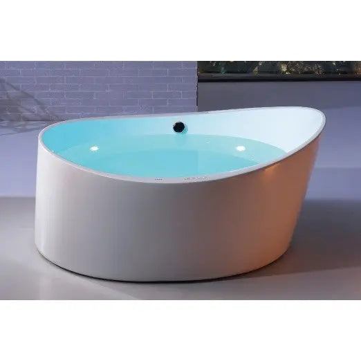 EAGO 66 x 66 Inch Wide Round Freestanding Acrylic Air Bubble Bathtub