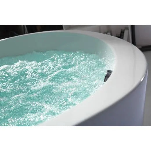 EAGO 66 x 66 Inch Wide Round Freestanding Acrylic Air Bubble Bathtub