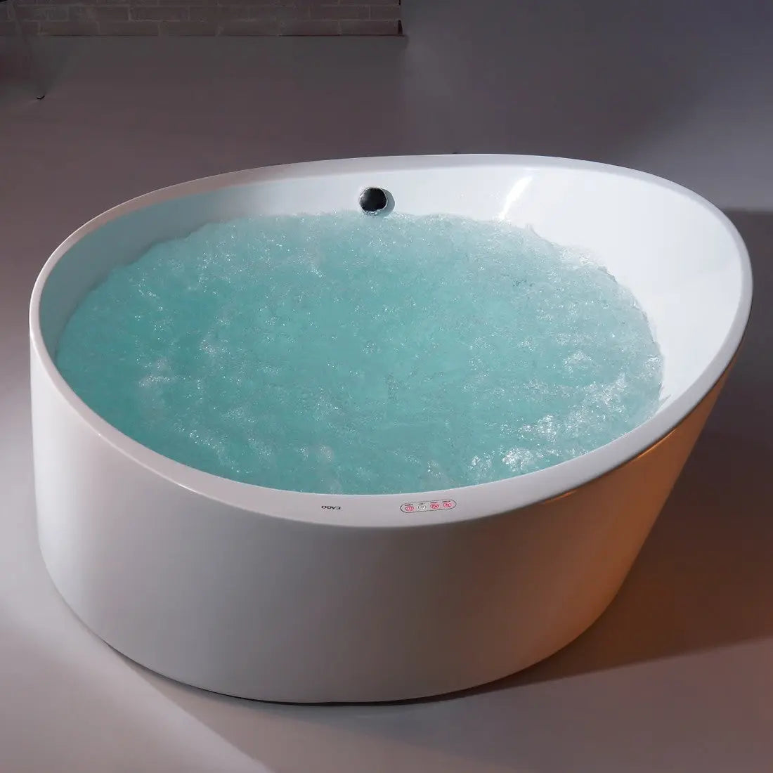 EAGO 66 x 66 Inch Wide Round Freestanding Acrylic Air Bubble Bathtub