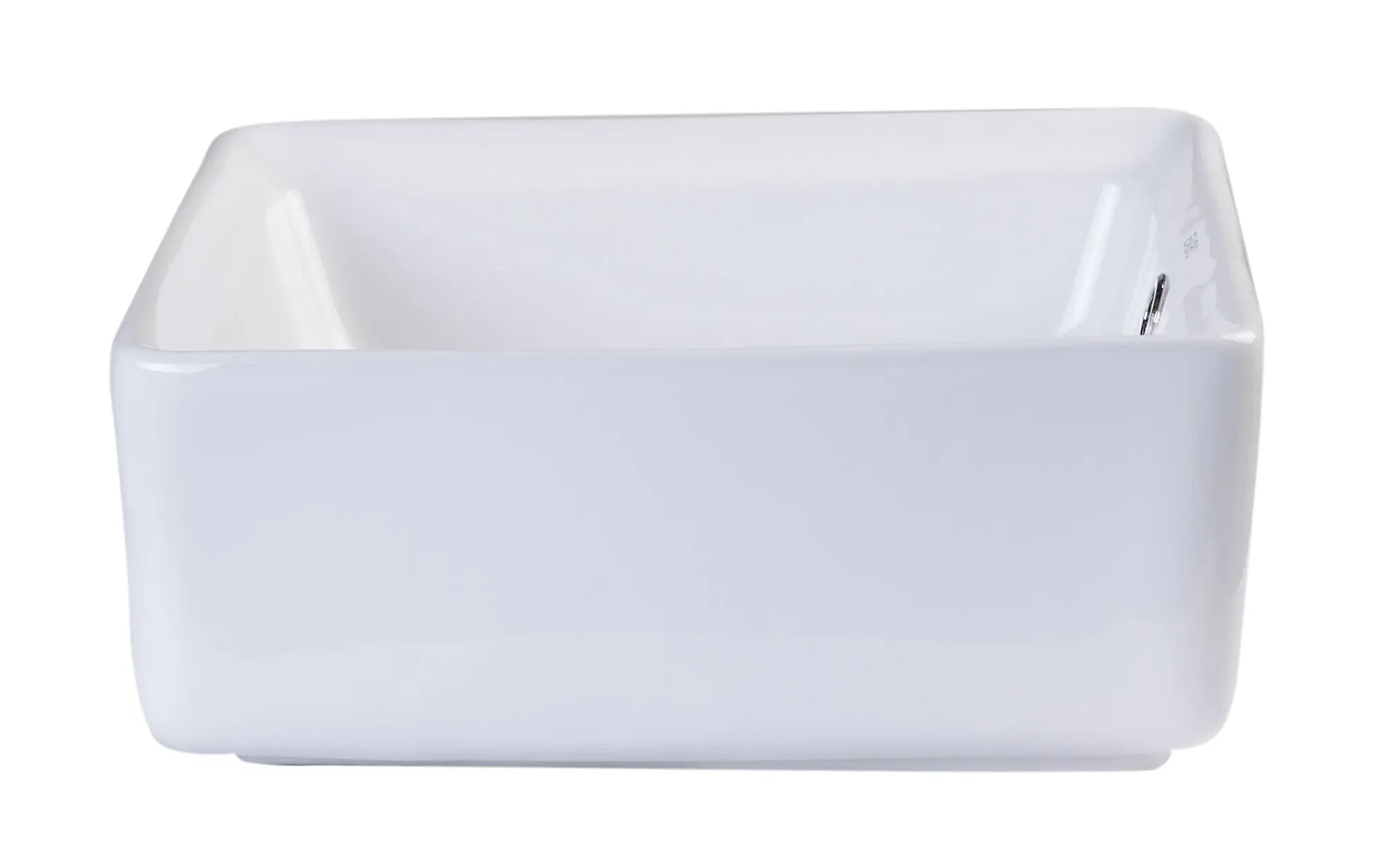 EAGO BA130 15'' White Modern Square Porcelain Bathroom Sink With Overflow