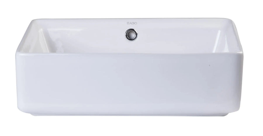 EAGO BA131 20" White Rectangular Porcelain Bathroom Sink With Overflow