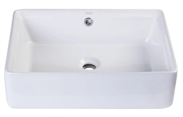 EAGO BA131 20" White Rectangular Porcelain Bathroom Sink With Overflow - side view