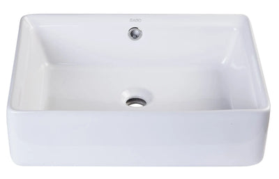 EAGO BA131 20" White Rectangular Porcelain Bathroom Sink With Overflow