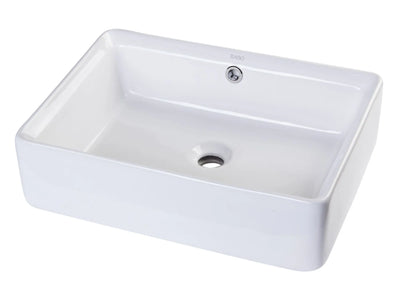 EAGO BA131 20" White Rectangular Porcelain Bathroom Sink With Overflow