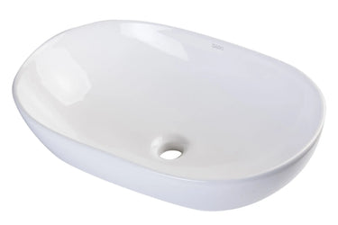 EAGO BA352 23'' White Oval Porcelain Bathroom Sink Basin Without Overflow - side view