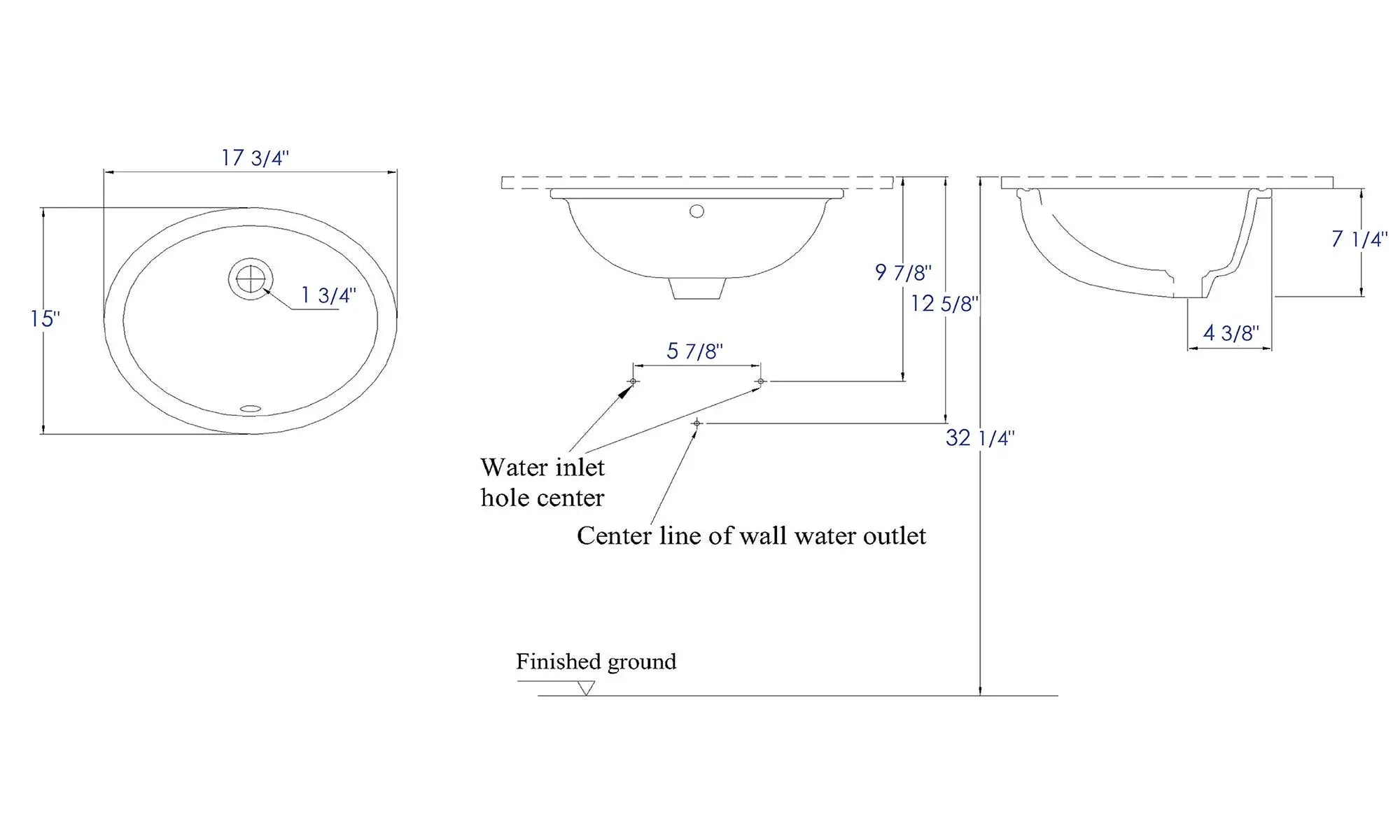 EAGO BC224 White Ceramic 18"X15" Undermount Oval Bathroom Sink Alfi Trade Inc