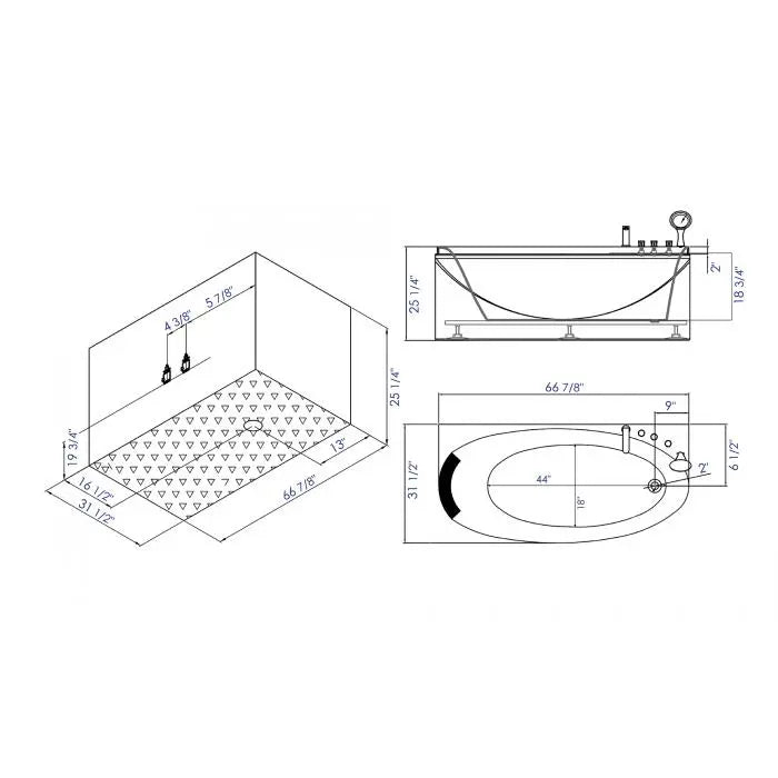 EAGO LK1104-R Acrylic White 6' Soaking Tub with Fixtures And Right Drain