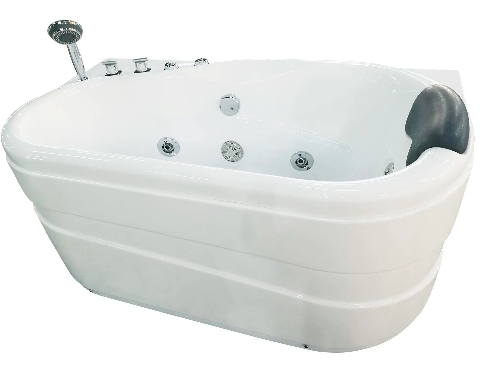 EAGO AM175-L 57'' White Acrylic Corner Jetted Whirpool Bathtub W/ Fixtures