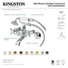 Kingston Brass KS266 Two-Handle 2-Hole Wall Mount Clawfoot Tub Faucet with Hand Shower