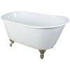 Kingston Brass Aqua Eden 53" Cast Iron Slipper Clawfoot Bathtub - VCTND5328NT