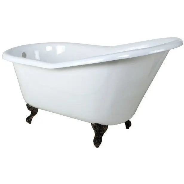 Kingston Brass Aqua Eden 60" Cast Iron Slipper Clawfoot Freestanding Tub