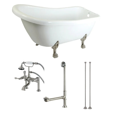 Kingston Brass Aqua Eden 67-Inch Acrylic Single Slipper Clawfoot Tub Combo - KTDE692823C