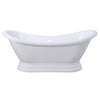 Kingston Brass Aqua Eden 69" Contemporary Pedestal Double Slipper Acrylic Freestanding Bathtub with 7" Deck Drillings, White - VT7DS692828P Kingston Brass