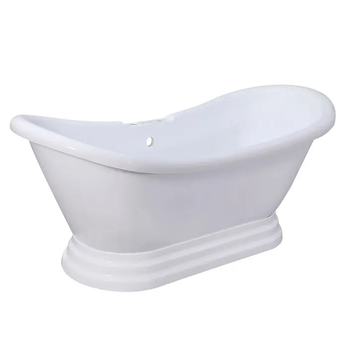 Kingston Brass Aqua Eden 69" Contemporary Pedestal Double Slipper Acrylic Freestanding Bathtub with 7" Deck Drillings, White - VT7DS692828P Kingston Brass