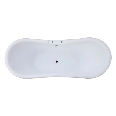 Kingston Brass Aqua Eden 69" Contemporary Pedestal Double Slipper Acrylic Freestanding Bathtub with 7" Deck Drillings, White - VT7DS692828P Kingston Brass