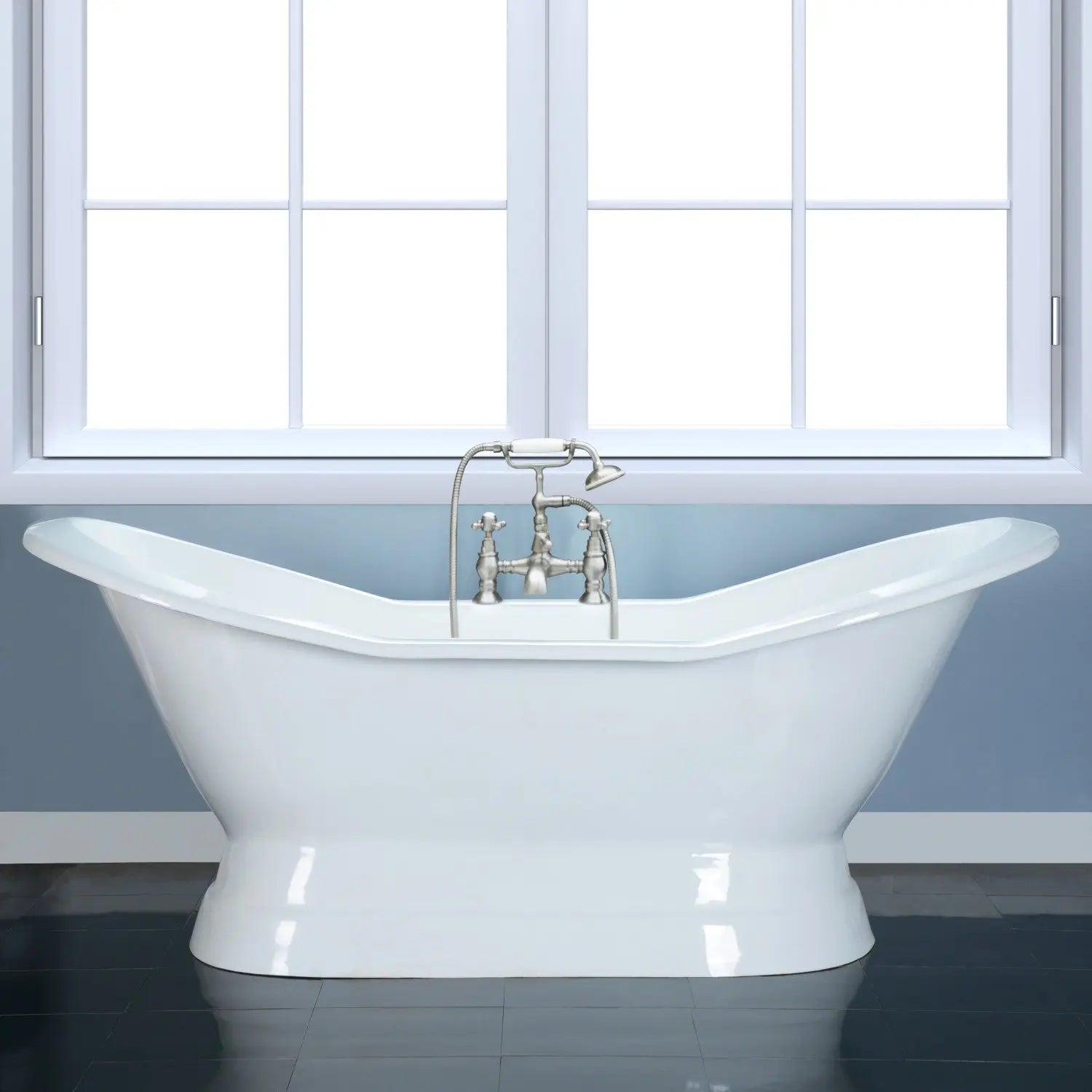 Kingston Brass Aqua Eden 72" Cast Iron Double Slipper Pedestal Freestanding Bathtub Kingston Brass