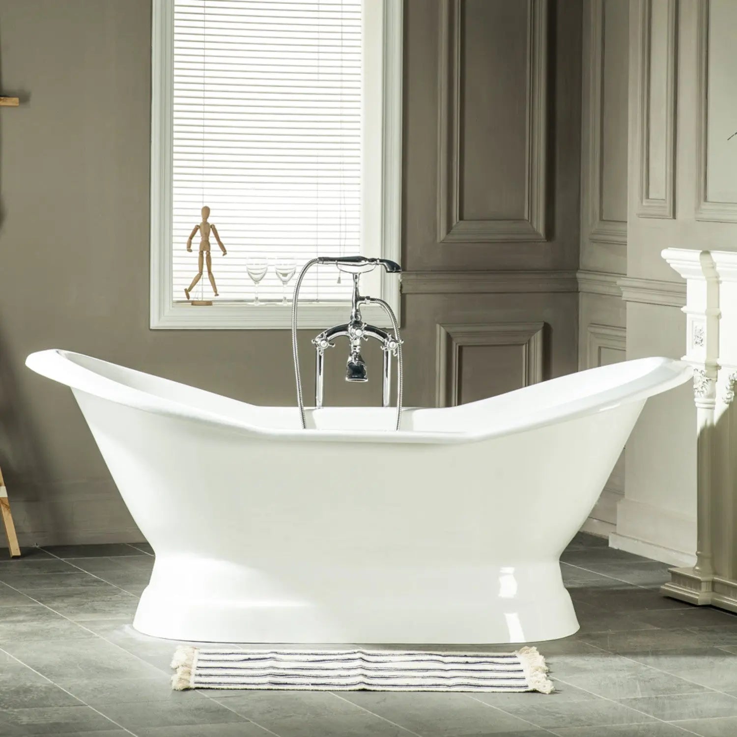 Kingston Brass Aqua Eden 72" Cast Iron Double Slipper Pedestal Freestanding Bathtub Kingston Brass